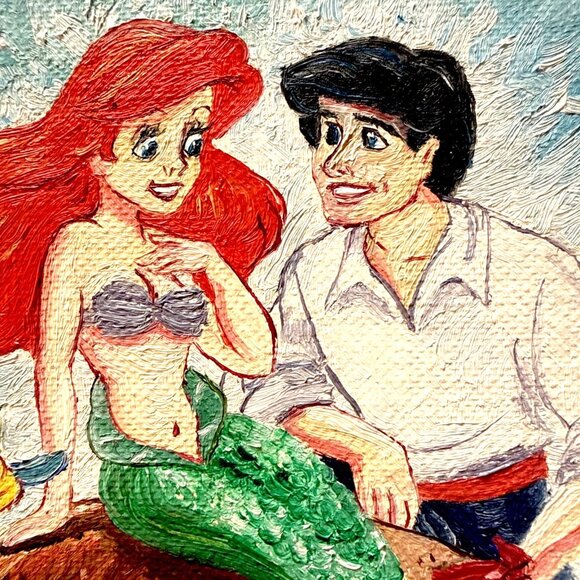 Vtg Acrylic Canvas Board Red Frame Disney Ariel Little Mermaid by Silvie Danseau - Picture 3 of 16